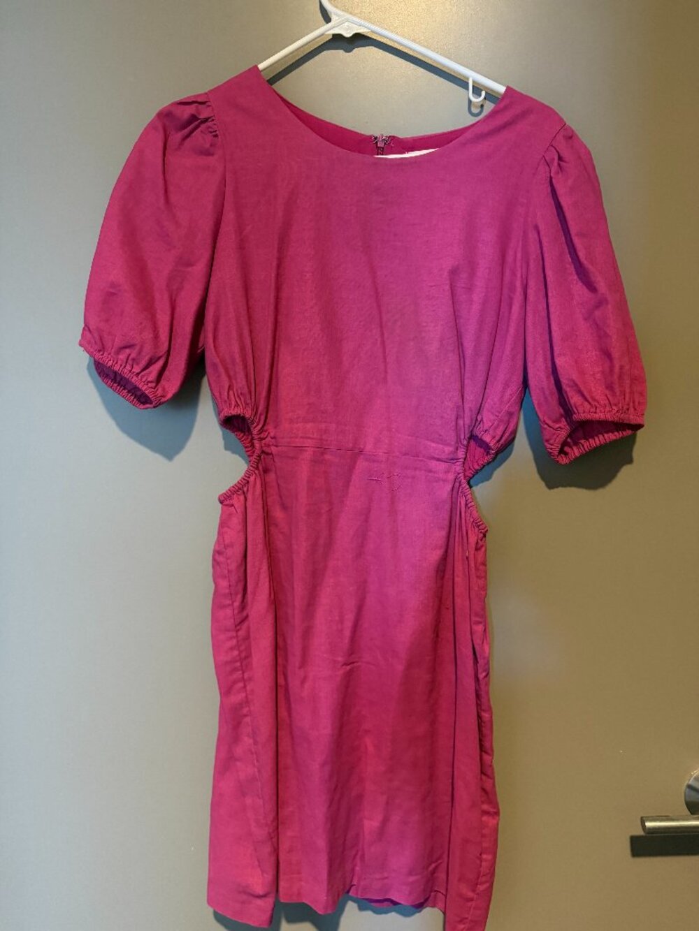 Altar'd State Pink Bubble Sleeve Cutout Dress - Medium